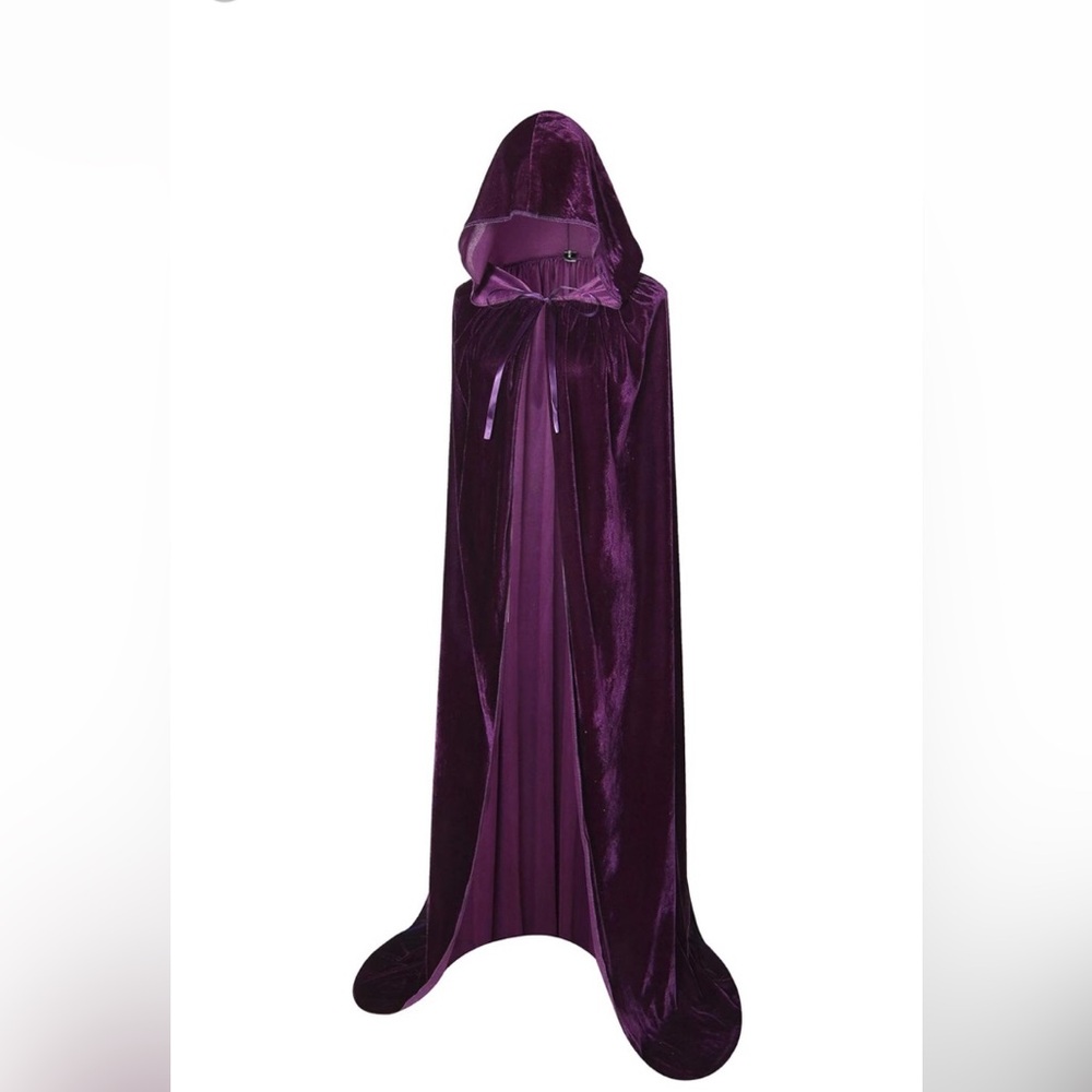Long Hooded Cloak Velvet Cape Halloween Witch Costume Cosplay new